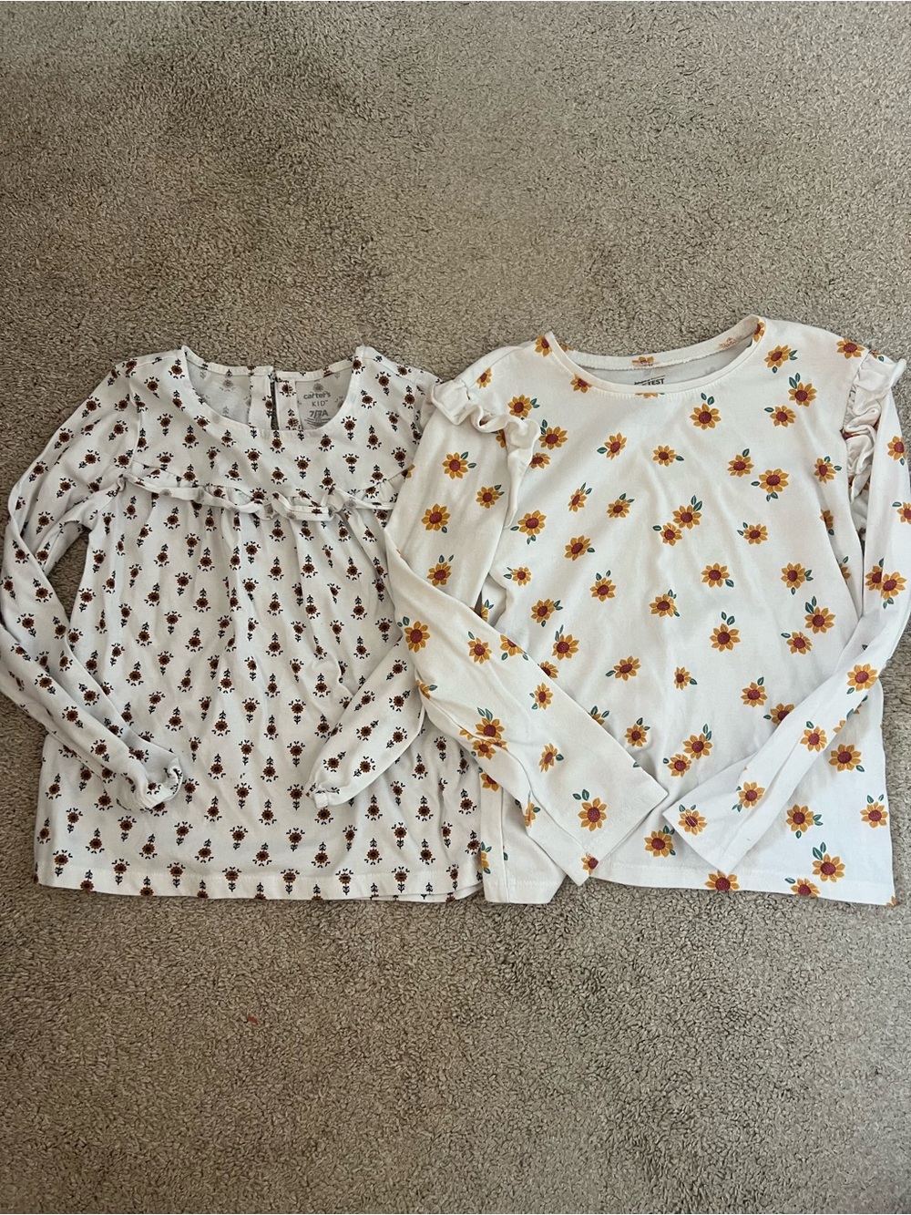 5/$25 two flower and ruffle tops